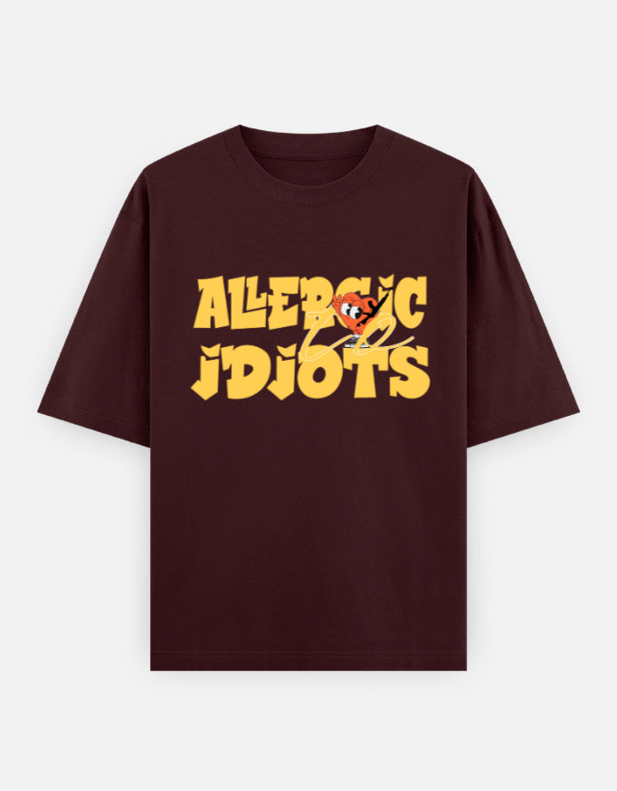 C-Labs Allergic To Idiots Oversized Classic T-Shirt Maroon Front_1_c_25_63f5fe3a-a14a-4d5a-bae5-18f393c70667