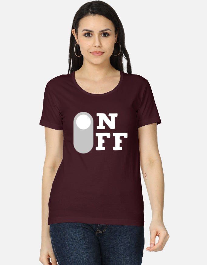 C-Labs On Off Women's Classic T-Shirt Maroon Front_1_c_25_65833a49-5112-43b5-b2ef-ccc72ea1457a
