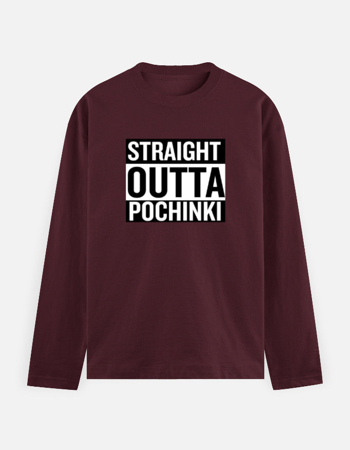 C-Labs Straight Outta Pochinki Full Sleeve T-Shirt Maroon Front_1_c_25_6a34889f-33af-48e4-bb9d-d024b38048d2