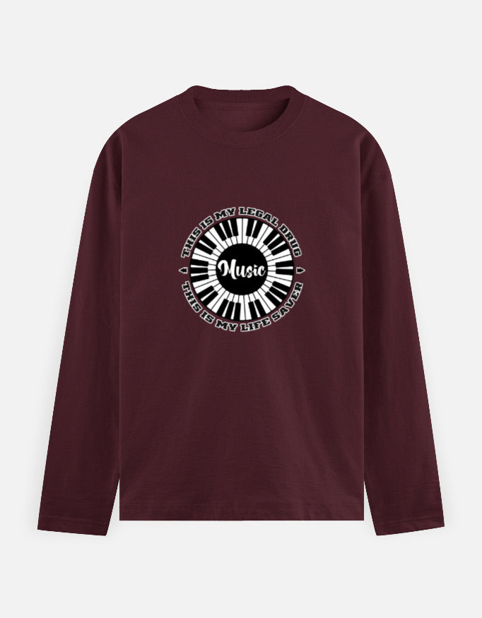 C-Labs Music Is My Drug Full Sleeve T-Shirt Maroon Front_1_c_25_6c72d988-189c-4dd0-9b68-1fb28b3431f5
