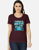 C-Labs Powered By Music Women's Classic T-Shirt Maroon Front_1_c_25_72474e5a-359a-41a5-bed3-d034e7e12cdd