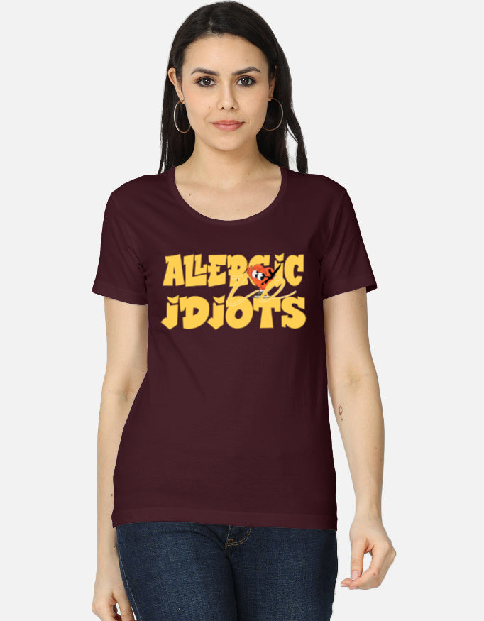 C-Labs Allergic to Idiots Women's Classic T-Shirt Maroon Front_1_c_25_851276c6-62f2-452c-a15c-a2805f0746e6