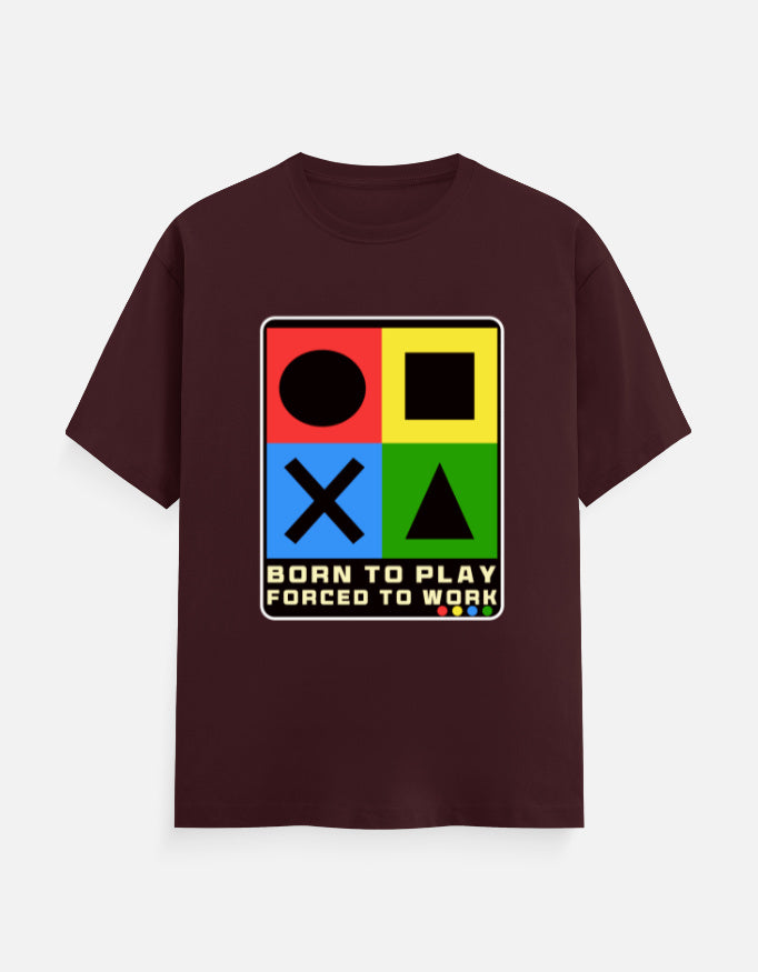 C-Labs Born to Play. Forced to Work Classic Crew T-Shirt Maroon Front_1_c_25_86ef05b5-dc27-453a-ba77-a6ebfb2da6fa
