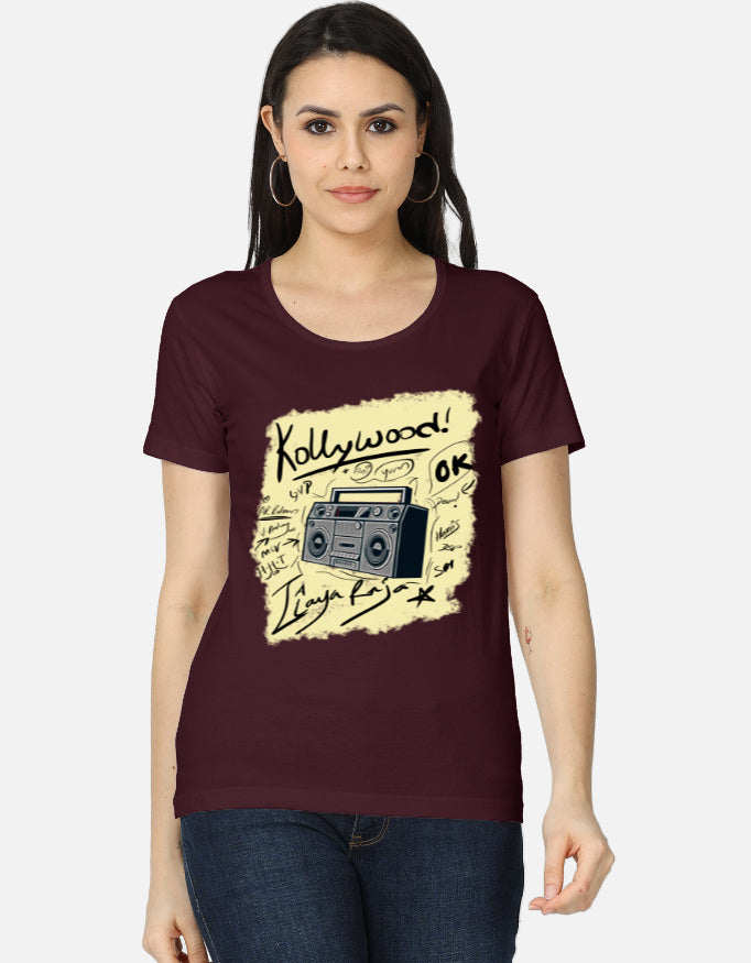 C-Labs Kollywood Music Women's Classic T-Shirt Maroon Front_1_c_25_969dbb84-ed17-4362-bf56-5a17f7b119a0