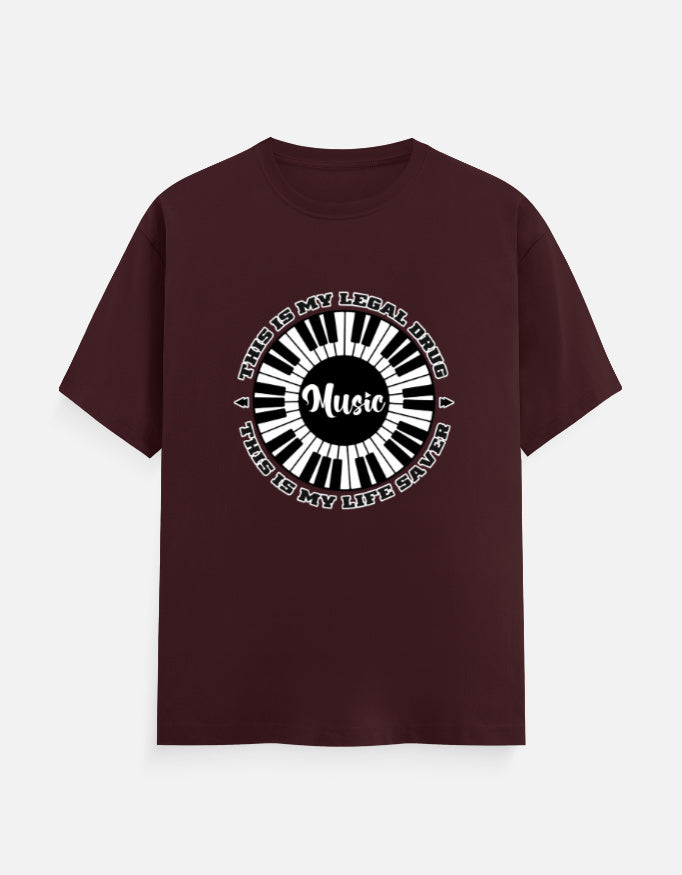 C-Labs Music Is My Drug Classic Crew T-Shirt Maroon Front_1_c_25_a696c10b-5528-42bf-a374-5f587d132e7d