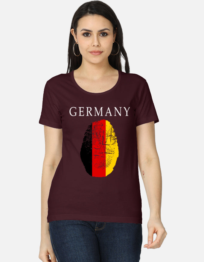 C-Labs Germany Women's Classic T-Shirt Maroon Front_1_c_25_a999b331-3ae6-4a64-a71b-2e6b648d582d