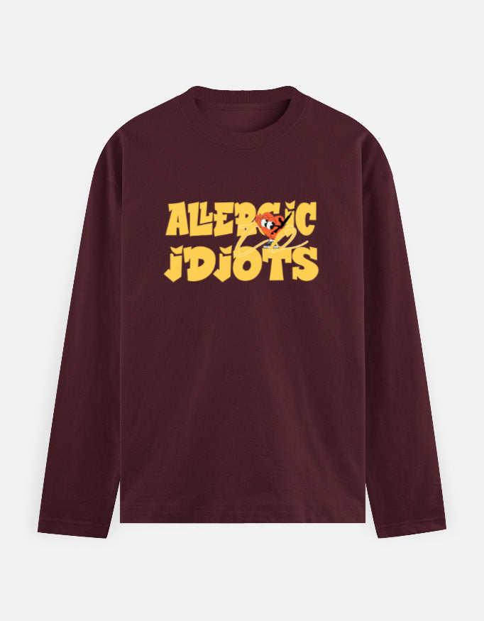 C-Labs Allergic to Idiots Full Sleeve T-Shirt Maroon Front_1_c_25_b4017efd-2c3e-4048-a025-8b325f802764