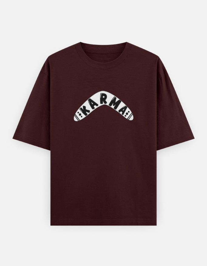 C-Labs Karma Boomerang Oversized Classic T-Shirt Maroon Front_1_c_25_cc2cab3f-6534-482f-bfc6-81e184f59b04
