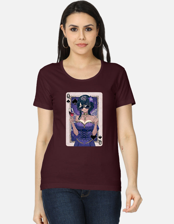 C-Labs Queen Spade Women's Classic T-Shirt Maroon Front_1_c_25_d8be608a-7f2c-4ea1-b0c3-95bc1efe7b68