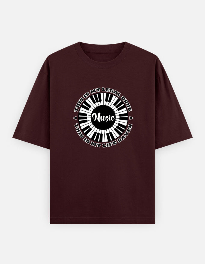 C-Labs Music Is My Drug Oversized Classic T-Shirt Maroon Front_1_c_25_d96689c3-1fbd-4160-8aed-c95bd074384d