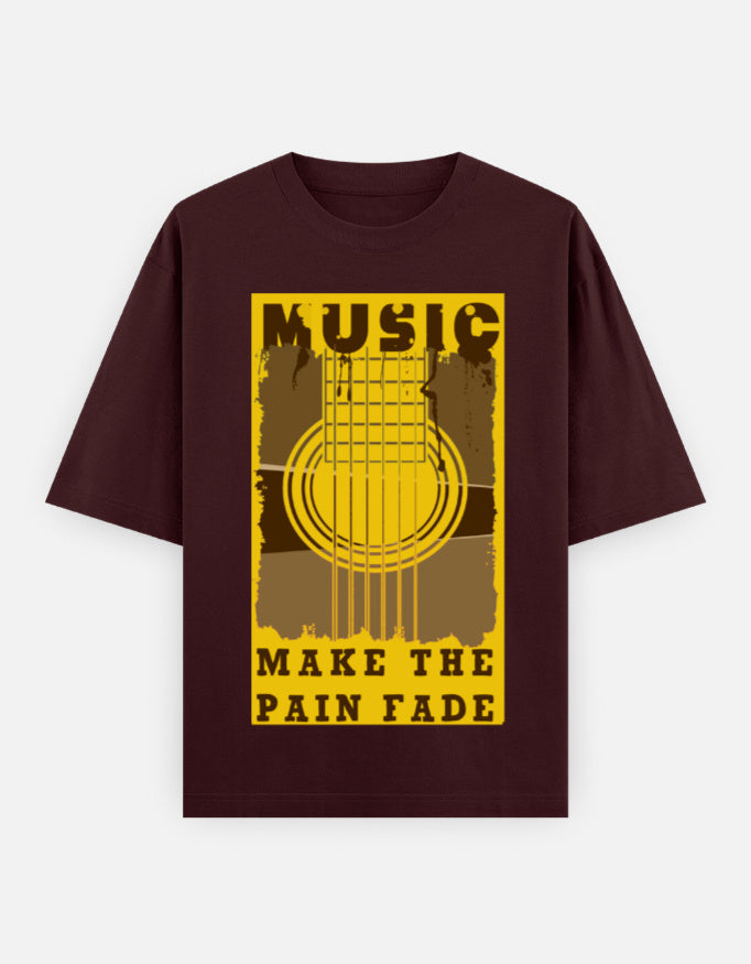 C-Labs Music Makes the Pain Fade Oversized Classic T-Shirt Maroon Front_1_c_25_e0ebb0ce-0e7b-4aa4-8702-29e8677db7a6