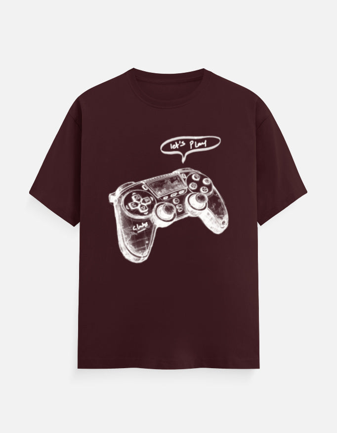 C-Labs Let's Play Classic Crew T-Shirt Maroon Front_1_c_25_f63c397e-fdff-437e-b5ca-43f8c832bb4a