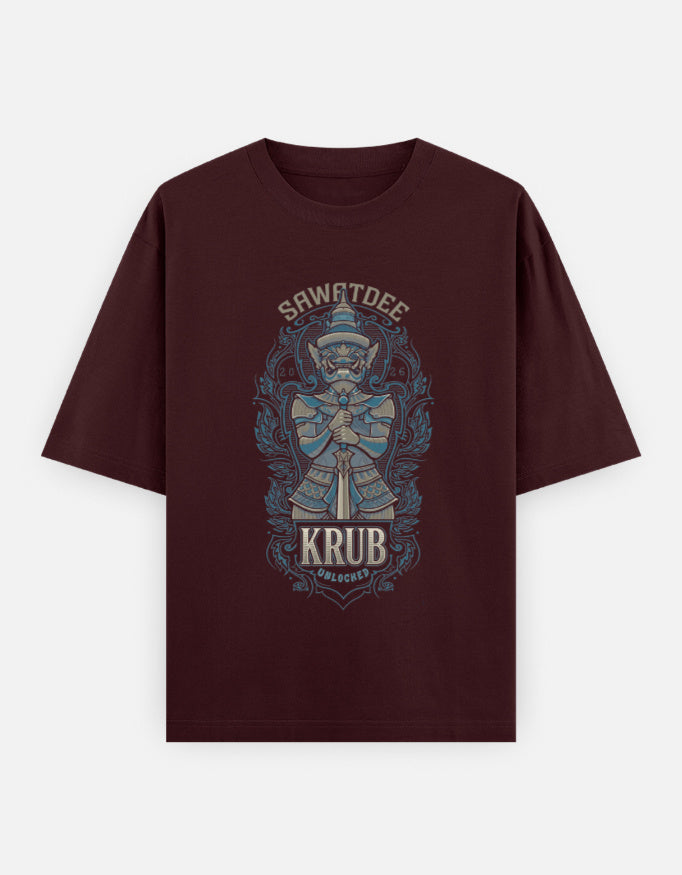 C-Labs Sawatdee Krub Oversized Classic T-Shirt Maroon Front_1_c_25_f6f59cfe-45a6-4fe8-862a-06648bf86b26
