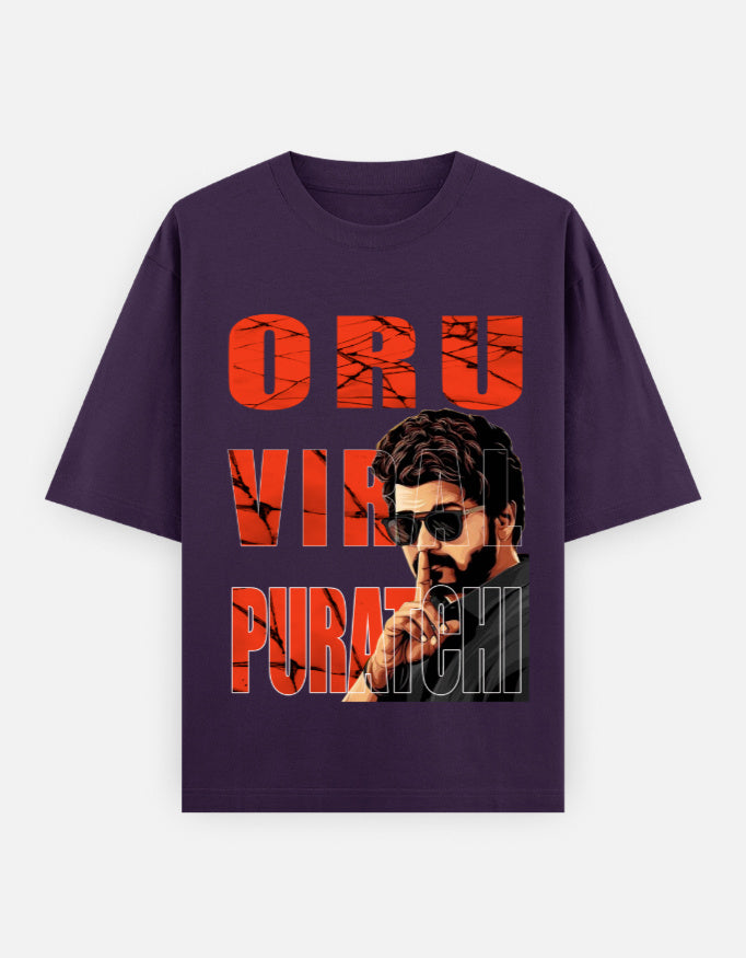 C-Labs Oru Viral Puratchi Oversized Classic T-Shirt Purple Front_1_c_26_06613bec-7427-465a-8caa-944341b82bd8