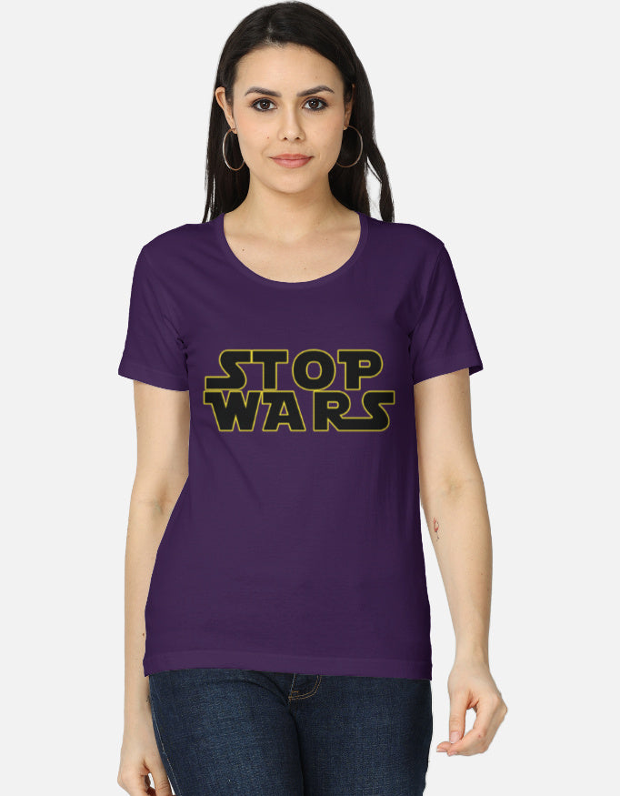 C-Labs Stop Wars Women's Classic T-Shirt Purple Front_1_c_26_17066c8f-5888-4fa6-a55a-b7c1f500e13e