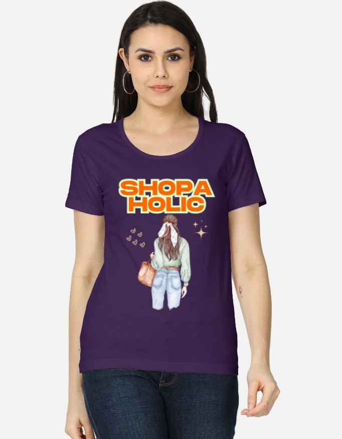 C-Labs Shopaholic Women's Classic T-Shirt Purple Front_1_c_26_82e67f19-21ba-485a-b8e2-0ed61db2f1e2