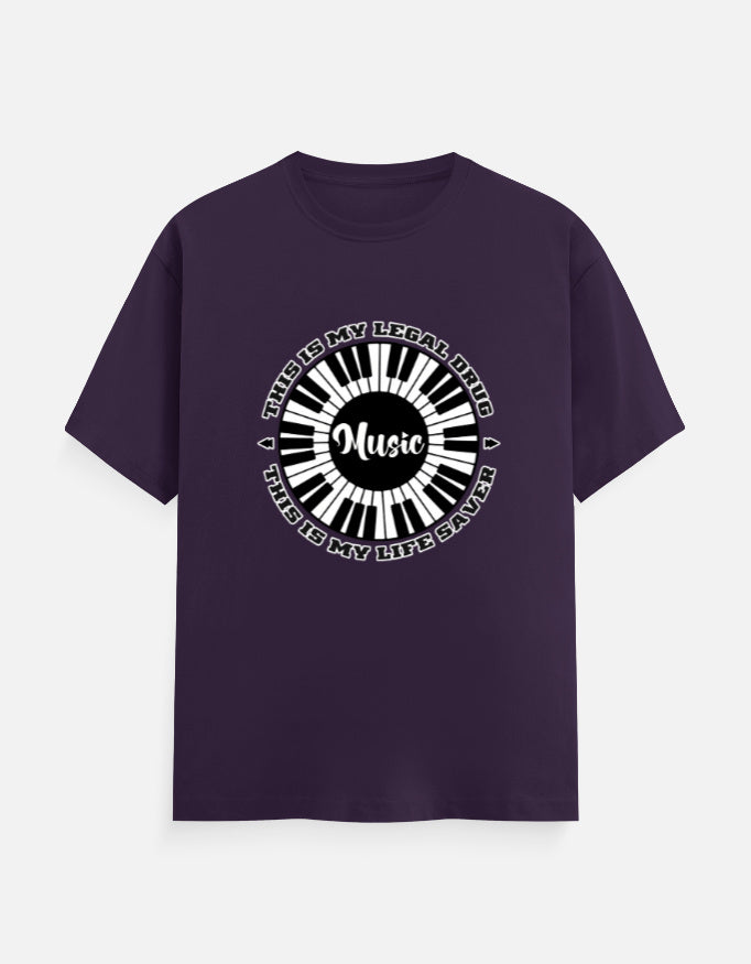 C-Labs Music Is My Drug Classic Crew T-Shirt Purple Front_1_c_26_a04b5c9e-7a28-4718-a108-ccafe86bec00