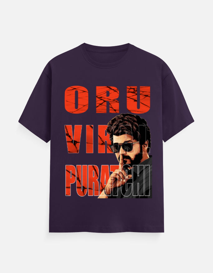 C-Labs Oru Viral Puratchi Classic Crew T-Shirt Purple Front_1_c_26_abde2938-fefb-4667-97ff-ff27f3f07ead