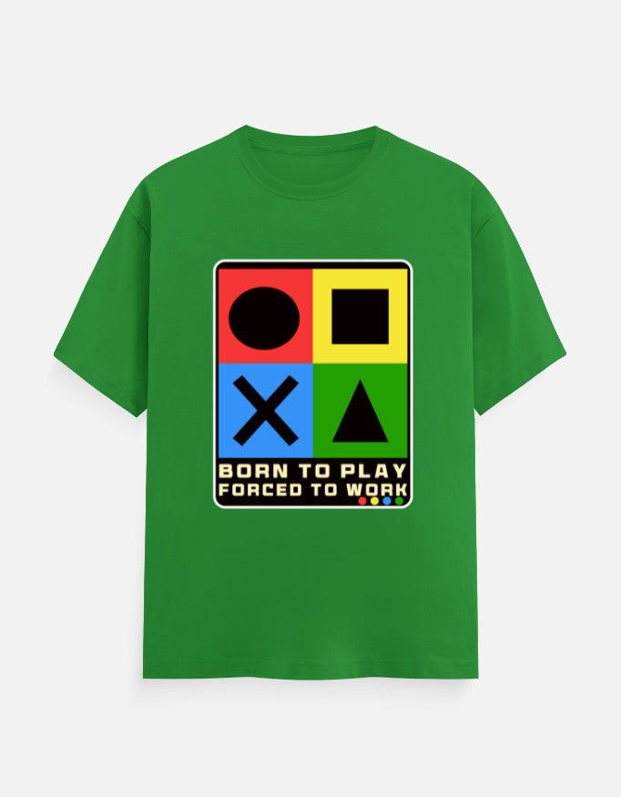 C-Labs Born to Play. Forced to Work Classic Crew T-Shirt Flag Green Front_1_c_27_18a4c15a-4a57-439c-8c8a-9bdeb5ae2c88