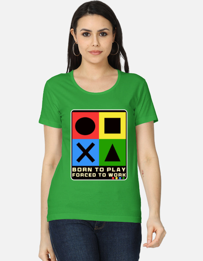 C-Labs Born to Play. Forced to Work Women's Classic T-Shirt Flag Green Front_1_c_27_6cdca680-7a12-4076-86fb-1583ef9ce2e7
