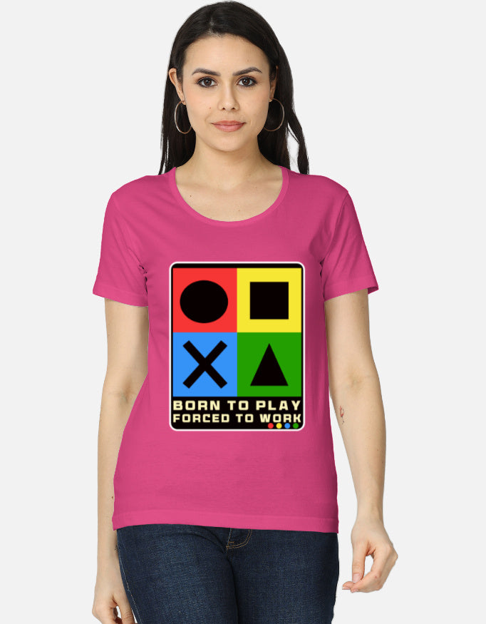 C-Labs Born to Play. Forced to Work Women's Classic T-Shirt Pink Front_1_c_28_0e3a2cb6-2d04-4082-b8c7-1decb29f5dcf