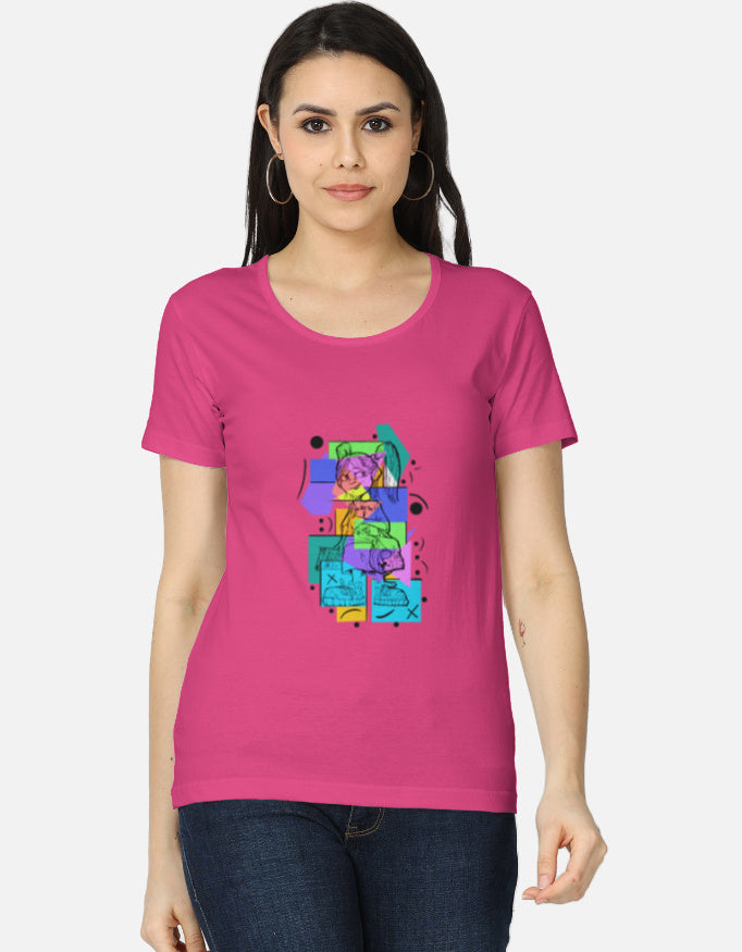 C-Labs Colorful Girl Women's Classic T-Shirt Pink Front_1_c_28