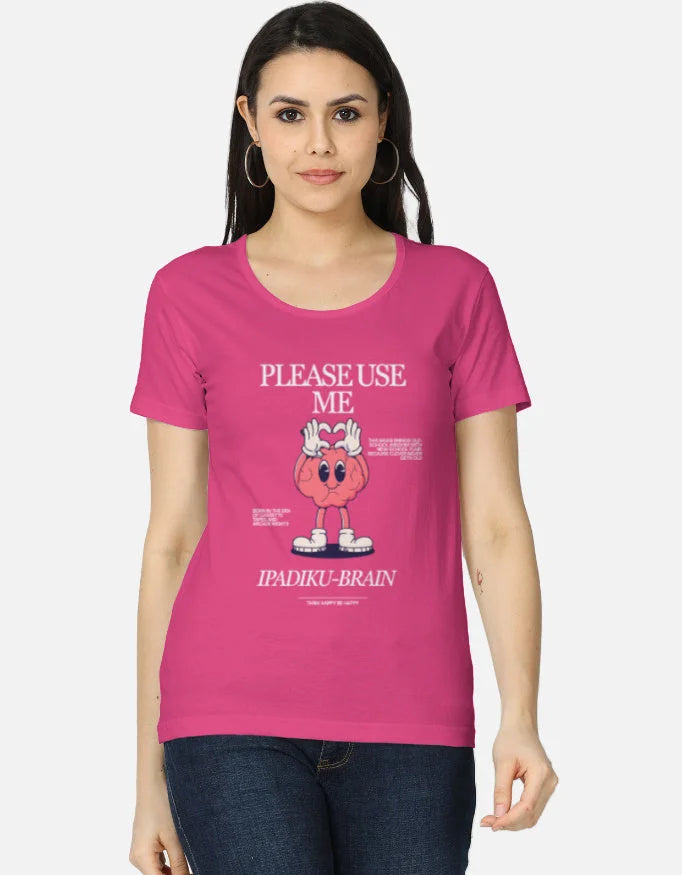 C-Labs Please use me ipadiku "Brain" Women's Classic T-Shirt Pink Front_1_c_28