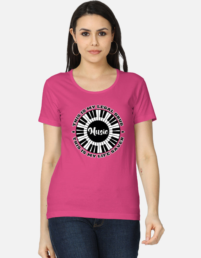 C-Labs Music Is My Drug Women's Classic T-Shirt Pink Front_1_c_28_42e4432c-f2fd-448f-bcf9-467fab34244f