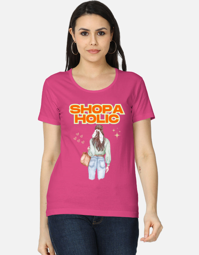 C-Labs Shopaholic Women's Classic T-Shirt Pink Front_1_c_28_5be24c99-2e62-4c76-8d36-d50e5e1978d0