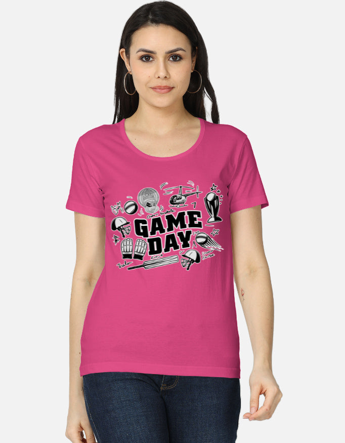 C-Labs Game Day CSK Theme Women's Classic T-Shirt Pink Front_1_c_28_7f956912-abfa-4c76-beae-4c42cba69825
