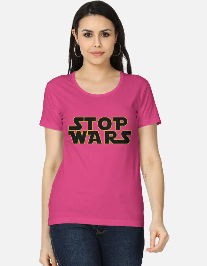 C-Labs Stop Wars Women's Classic T-Shirt Pink Front_1_c_28_926274a3-ee42-4061-adb2-e1ac9836b713