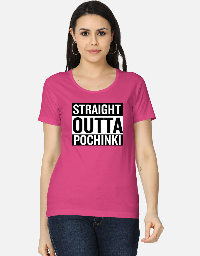 C-Labs Straight Outta Pochinki Women's Classic T-Shirt Pink Front_1_c_28_d319a06d-acc8-431e-bc8f-84ff5c63056c