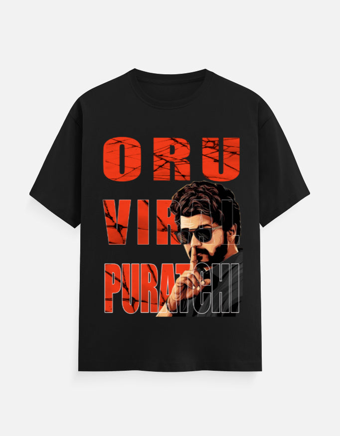 C-Labs Oru Viral Puratchi Classic Crew T-Shirt Black Front_1_c_2_1b8b2c4d-f243-44a3-a7df-acf020a2f757