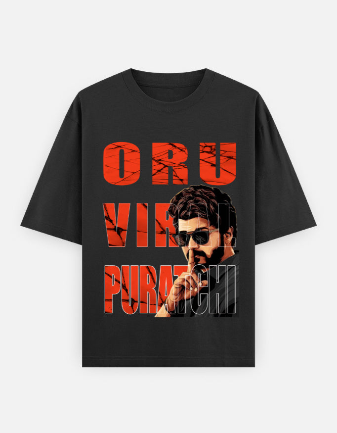 C-Labs Oru Viral Puratchi Oversized Classic T-Shirt Black Front_1_c_2_2bf42e83-c9bc-4db0-928e-c014850510f4