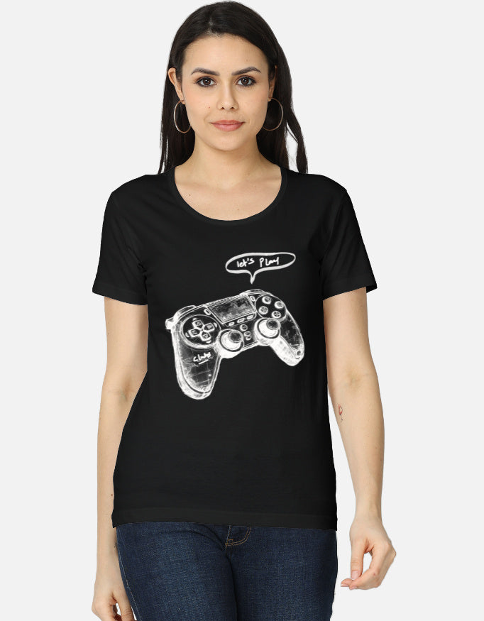 C-Labs Let's Play Women's Classic T-Shirt Black Front_1_c_2_33d96071-23d3-41c1-ba41-9d6666c052c7