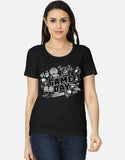 C-Labs Game Day CSK Theme Women's Classic T-Shirt Black Front_1_c_2_46076873-359f-478f-a8f2-bdfce7c02721