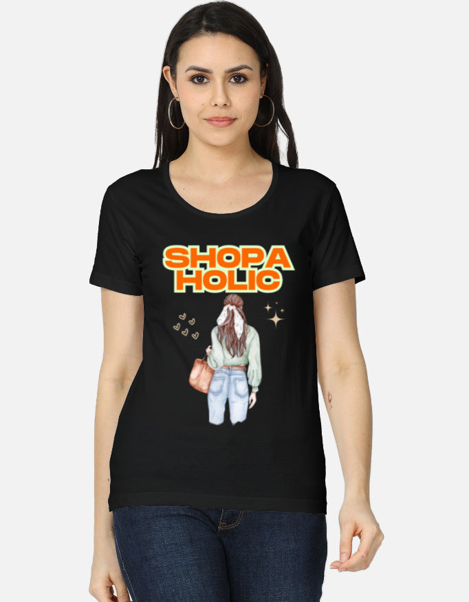 C-Labs Shopaholic Women's Classic T-Shirt Black Front_1_c_2_53cc7068-0de2-4318-a73e-1b3a61069bb1