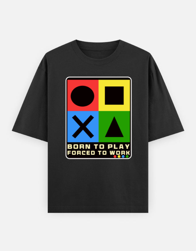C-Labs Born to Play. Forced to Work. Oversized Classic T-Shirt Black Front_1_c_2_5472ce79-8b3e-4fc2-b2fa-cdf9af7cf4d1