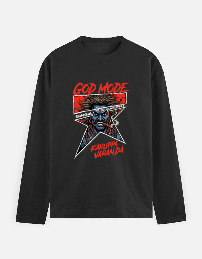 C-Labs Karuppu God Mode Full Sleeve T-Shirt Black Front_1_c_2_7e477376-50bb-4f60-ab57-d5bd07c48c9a