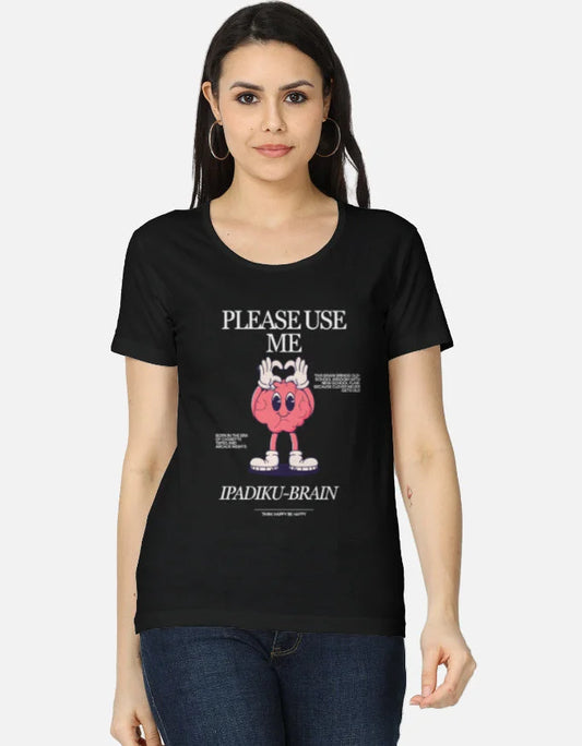 C-Labs Please use me ipadiku "Brain" Women's Classic T-Shirt Black Front_1_c_2_a0992788-2801-474d-82c2-bb5186d1e572