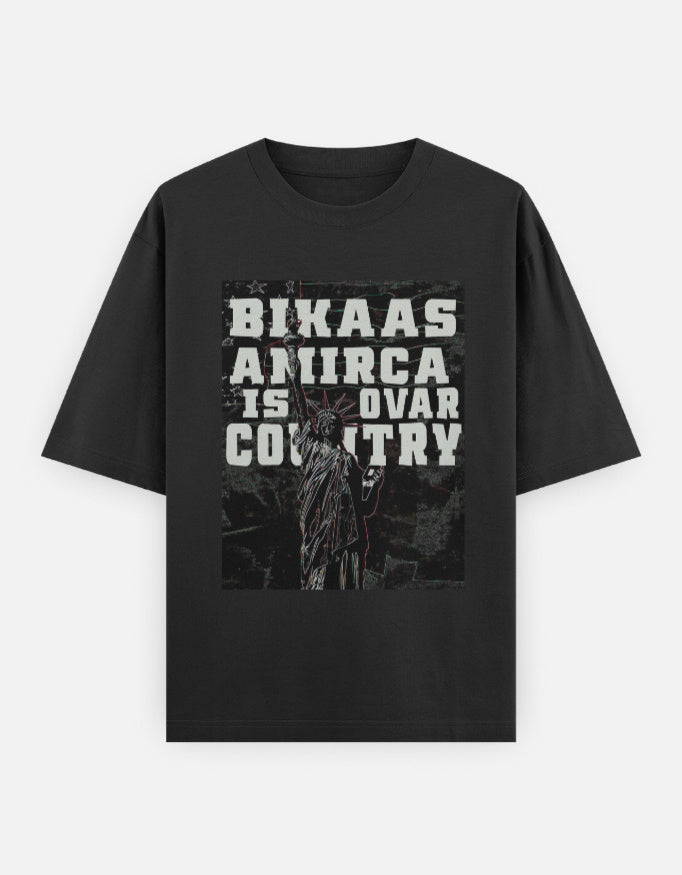 C-Labs Bikaas Amirca Is Ovar Country Oversized Classic T-Shirt Black Front_1_c_2_b0231514-eb49-4fa1-8138-192cff379056