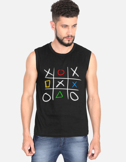 C-Labs Play Station XO Sleeveless T-Shirt Black Front_1_c_2_d03f5be3-a2fd-4de5-a89f-277098762eeb