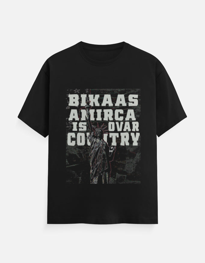 C-Labs Bikaas Amirca Is Ovar Country Classic Crew T-Shirt Black Front_1_c_2_d8f32975-bf67-49f0-945d-a44afe607c45