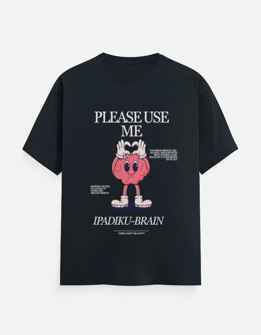 C-Labs Please use me ipadiku "Brain" Classic Crew T-Shirt Navy Blue Front_1_c_3