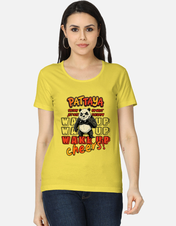 C-Labs Pattaya Wake Up Women's Classic T-Shirt New Yellow Front_1_c_30_01511eb8-e3e2-4e67-9053-11c5168e644d