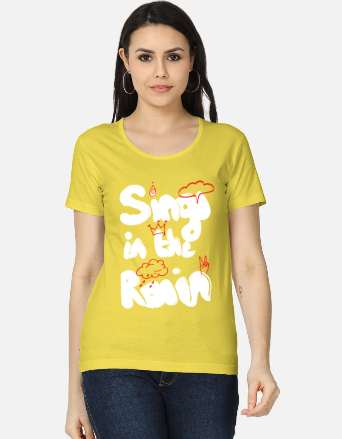 C-Labs Sing In The Rain Women's Classic T-Shirt New Yellow Front_1_c_30_54e25cb6-3782-47e6-8620-274f16f91a27