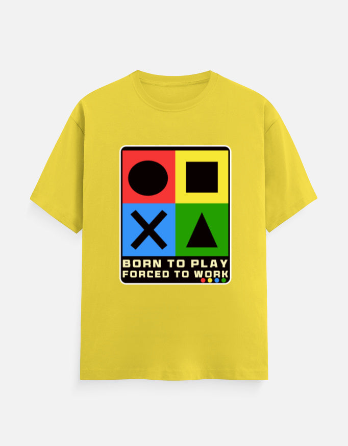 C-Labs Born to Play. Forced to Work Classic Crew T-Shirt New Yellow Front_1_c_30_62968970-bf6b-45b6-b8ca-b498103f4c29