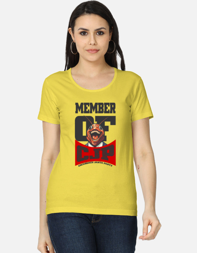 C-Labs Member of Cockroach Janatha Party Women's Classic T-Shirt New Yellow Front_1_c_30_7a1e9011-512e-4403-a974-1b6b8283ad8f