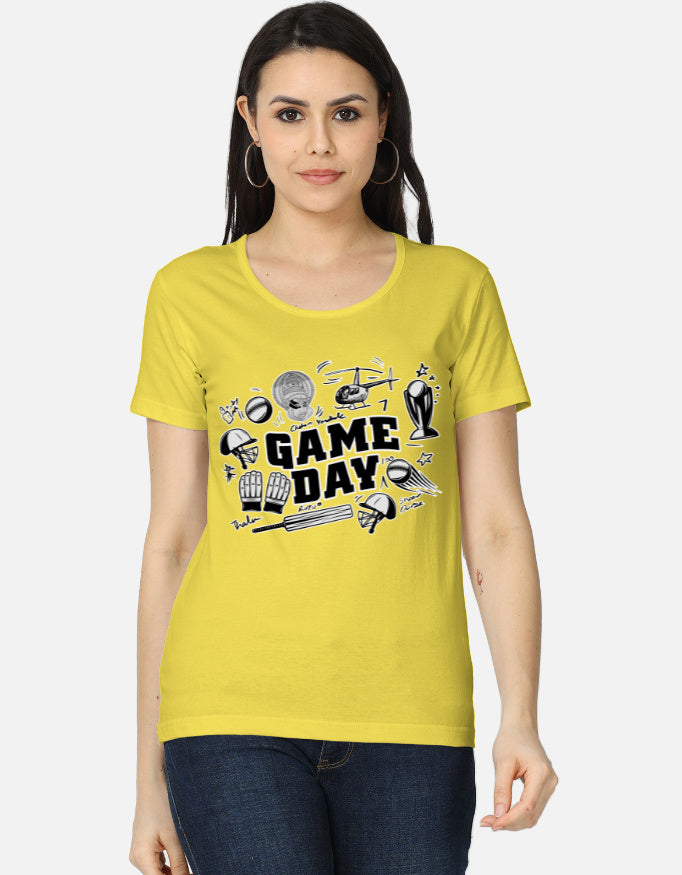 C-Labs Game Day CSK Theme Women's Classic T-Shirt New Yellow Front_1_c_30_e29f1463-92b0-4aab-97a6-70167e4e8e9c