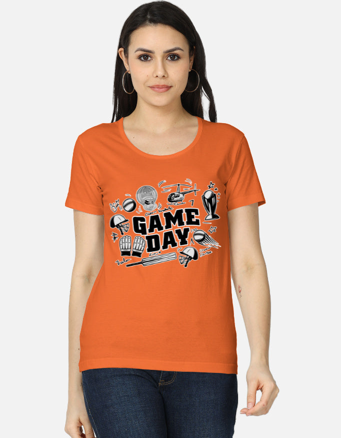 C-Labs Game Day CSK Theme Women's Classic T-Shirt Orange Front_1_c_33_2c8625d1-b581-4117-b688-d2f3613db29e
